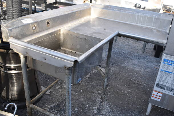 Stainless Steel Commercial Left Side Dirty Side L Shaped Dishwasher Table. Goes GREAT w/ Lots 259 and 260! 62x48x43