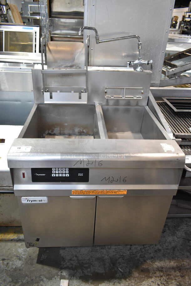 2014 Frymaster GPCRBSC Stainless Steel Commercial Floor Style Natural Gas Powered 2 Bay Pasta Cooker on Commercial Casters. 80,000 BTU. - Item #1116830