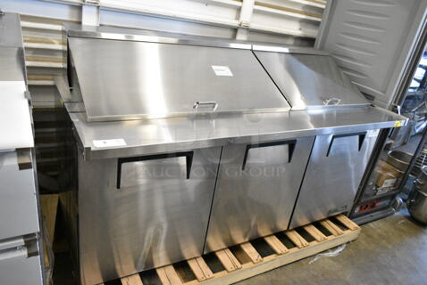 BRAND NEW SCRATCH AND DENT! 2024 True TFP-72-30M-D-6 Stainless Steel Commercial 6 Drawer Mega Top Refrigerated Sandwich Prep Table. 115 Volts, 1 Phase.