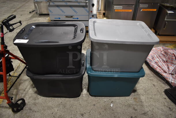 ALL ONE MONEY! Lot of 4 Poly Bins and Lids