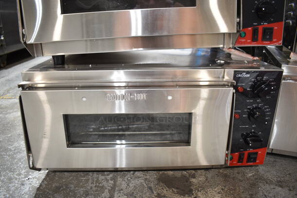 2024 Crosson CPO-160 Stainless Steel Commercial Countertop Electric Powered Pizza Oven w/ Broken Cooking Stone. 120 Volts, 1 Phase. Tested and Working!