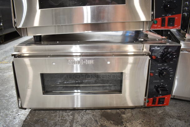 2024 Crosson CPO-160 Stainless Steel Commercial Countertop Electric Powered Pizza Oven w/ Broken Cooking Stone. 120 Volts, 1 Phase. Tested and Working! - Item #1127334