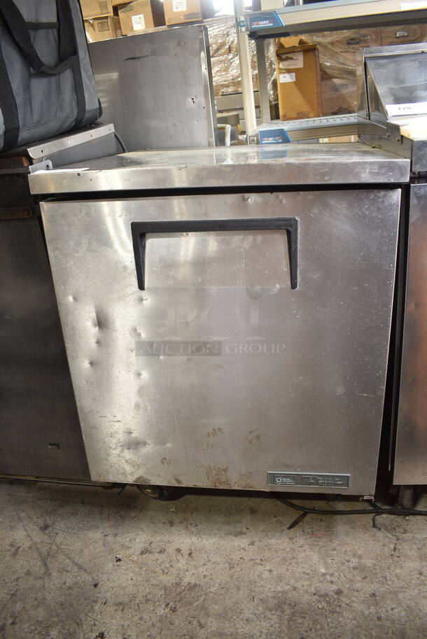 2021 True TUC-27F-HC Stainless Steel Commercial Single Door Undercounter Freezer on Commercial Casters. 115 Volts, 1 Phase. Tested and Working!