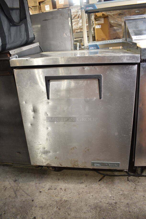 2021 True TUC-27F-HC Stainless Steel Commercial Single Door Undercounter Freezer on Commercial Casters. 115 Volts, 1 Phase. Tested and Working! - Item #1127160