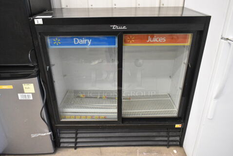 2017 True GDM-41SL-48-HC-LD Metal Commercial 2 Door Reach In Cooler Merchandiser w/ Poly Coated Racks. 115 Volts, 1 Phase.