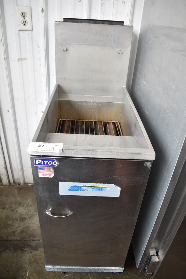 2021 Pitco Frialator 45C Stainless Steel Commercial Floor Style Natural Gas Powered Deep Fat Fryer. 122,000 BTU. 