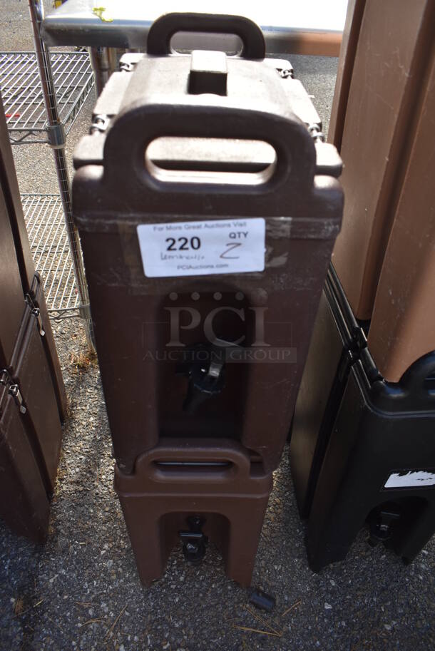 2 Cambro 250LCD Brown Poly Insulated Beverage Holder Dispensers. 9x16.5x18. 2 Times Your Bid!