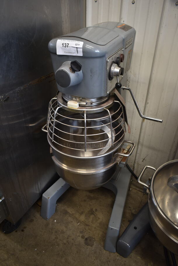 Hobart D300 Metal Commercial Floor Style 30 Quart Planetary Dough Mixer w/ Stainless Steel Mixing Bowl, Bowl Guard and Dough Hook Attachment. 200 Volts, 3 Phase.