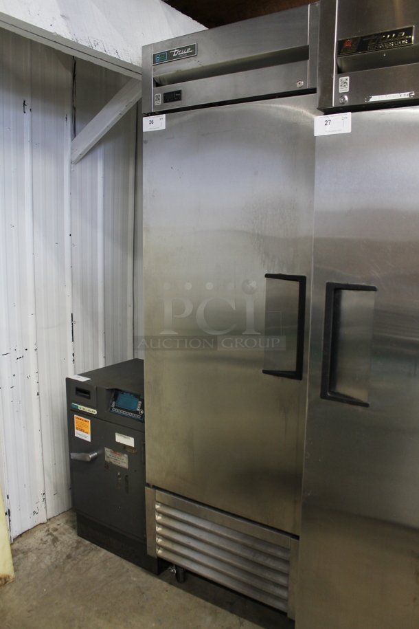 2019 True T-23F-HC Stainless Steel Commercial Single Door Reach In Freezer on Commercial Casters. 115 Volts, 1 Phase. Cannot Test Due To Cut Power Cord