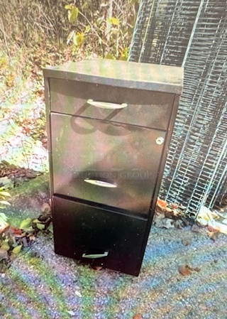 One 3 Drawer Metal File Cabinet. 14X19X27.5