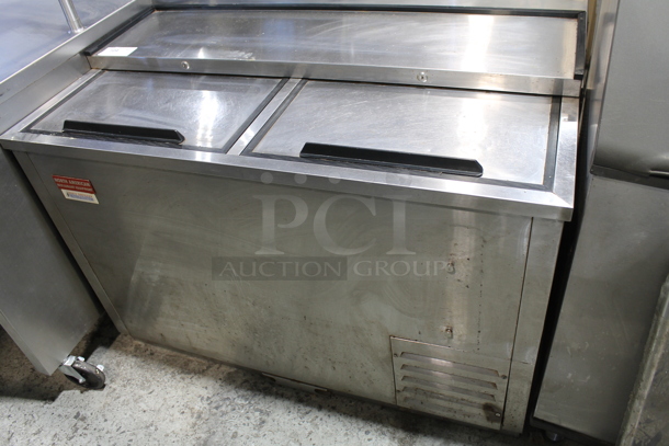 2018 Serv Ware BC50 Stainless Steel Commercial Back Bar Bottle Cooler w/ 2 Sliding Lids. 115 Volts, 1 Phase. Tested and Powers On But Does Not Get Cold