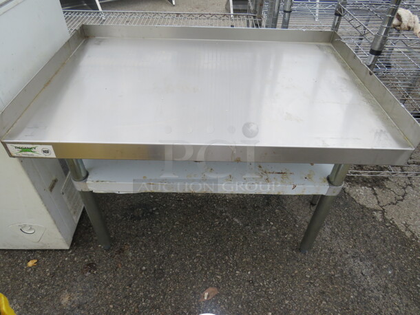 One Stainless Steel Equipment Table With Under Shelf. 36X4X25.5