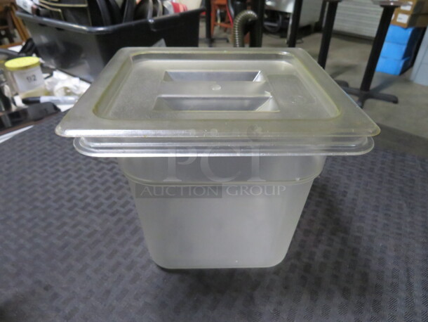 1/6 Size 6 Inch Deep Food Storage Container With Lid. 2XBID