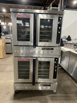 Blodgett Commercial Natural Gas Powered Double Stacked Convection Oven! With Metal Oven Racks! On Casters! 115V 1 Phase! 2X Your Bid, Makes One Unit!