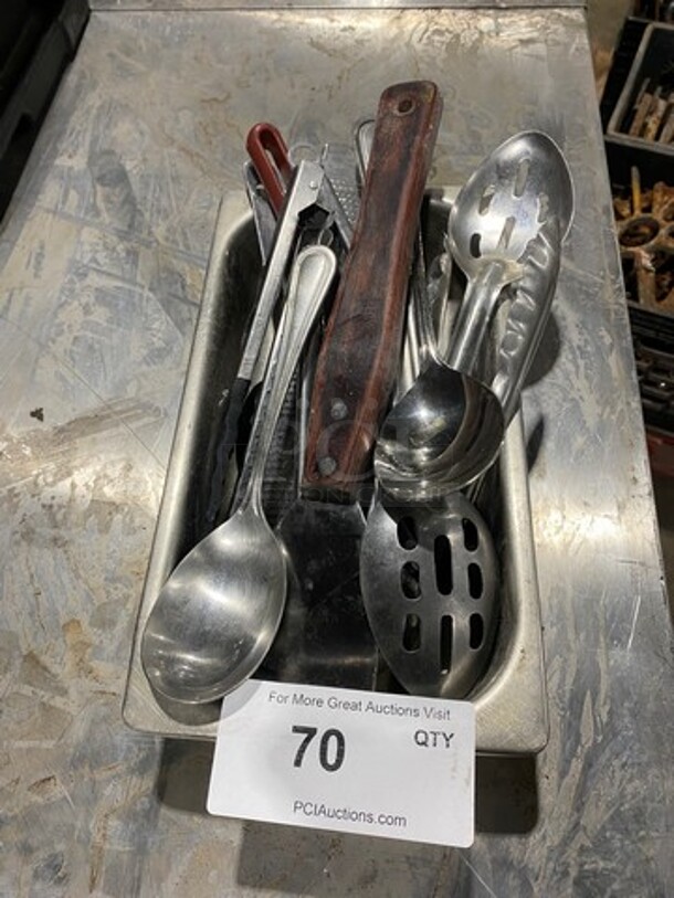 ALL ONE MONEY! MISCELLAEOUS! Includes Assorted Size And Style Serving Spoons, Tongs And More!