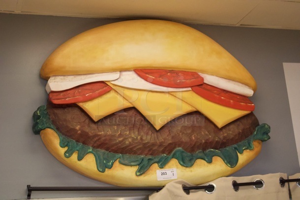 HAMBURGER IN PARADISE! Wall Mounted Hamburger. Approx Dimensions 48x30