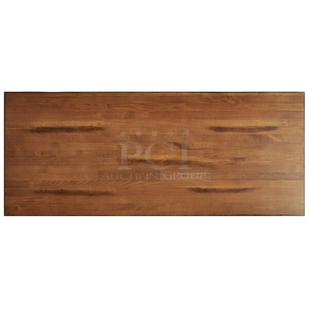 BRAND NEW SCRATCH AND DENT! Lancaster Table & Seating 3493072ANTWA  Industrial 30" x 72" Solid Wood Live Edge Table Top with Antique Walnut Finish