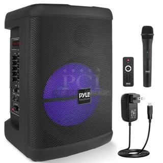 2 IN ORIGINAL BOX! Pyle PPHP1547B 15’’ Wireless Portable PA Speaker - Portable PA & Karaoke Party Audio Speaker with Built-in Rechargeable Battery, Flashing Party Lights, USB/TF/TWS /FM Radio/Aux-in/MIC/Remote Control. 2 Times Your Bid! 