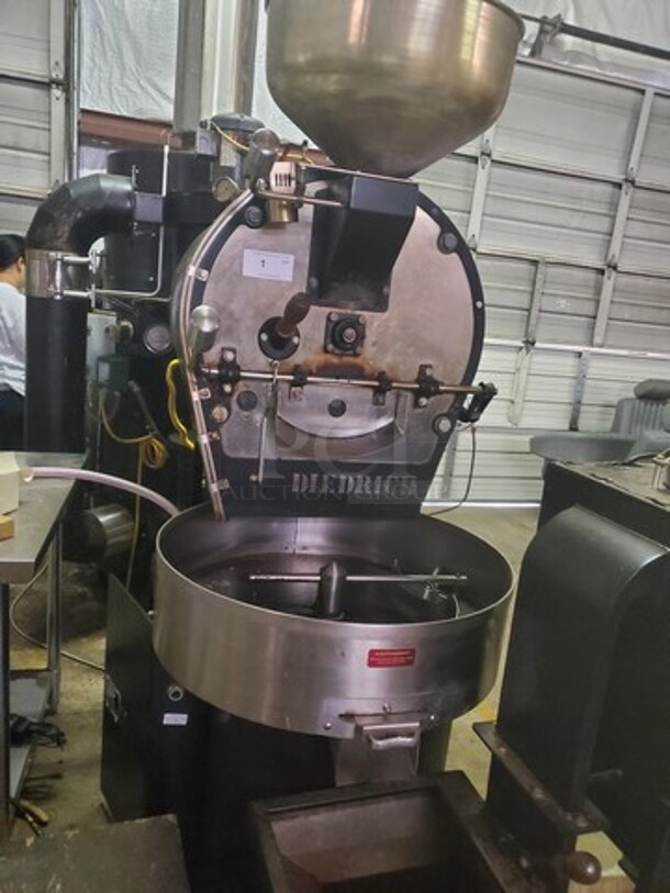 Diedrich IR-12 Natural Gas Coffee Roaster In great condition and fully operational 110Volt/60 Hz/1PH (Roaster, DC0-12 Afterburner, Chaff Collector, Fan and Gas piping shown) Software Recently Updated! Buyer must remove this item.