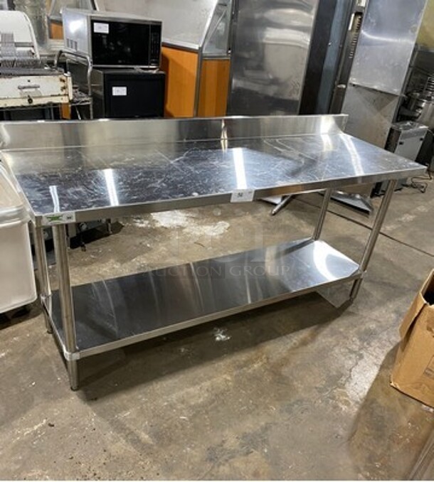 Regency Solid Stainless Steel Work Top/ Prep Table! With Back Splash! With Storage Space Underneath! On Legs!