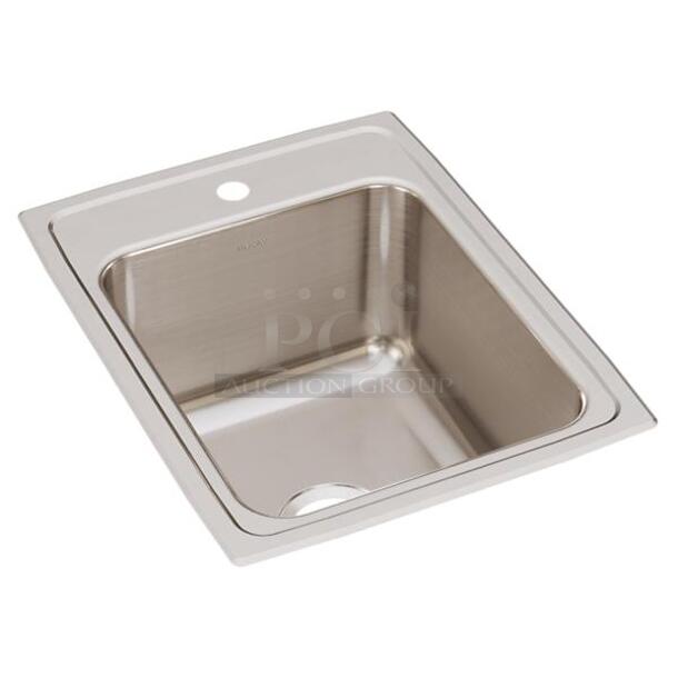 BRAND NEW SCRATCH AND DENT! Elkay DLR1722101 Lustertone Classic Stainless Steel 17" x 22" x 10-1/8" 1-Hole Single Bowl Drop-in Sink. Stock Picture Used For Gallery Picture.