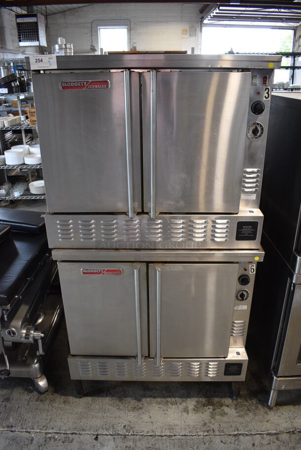 2 Blodgett Zephaire Stainless Steel Commercial Natural Gas Powered Full Size Convection Ovens w/ Solid Doors, Metal Oven Racks and Thermostatic Controls. 38.5x40x71. 2 Times Your Bid!