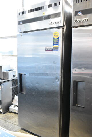 Everest ESF1 Stainless Steel Commercial Single Door Reach In Freezer. 115 Volts, 1 Phase. Tested and Powers On But Does Not Get Cold
