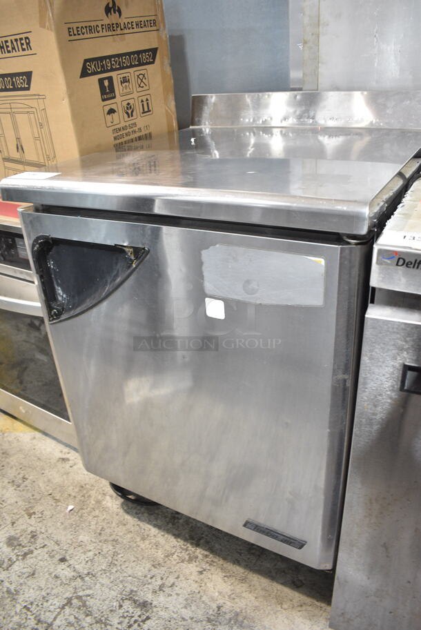 Turbo Air TWR-28SD Stainless Steel Commercial Single Door Work Top Cooler on Commercial Casters. 115 Volts, 1 Phase. Tested and Working! - Item #1127164