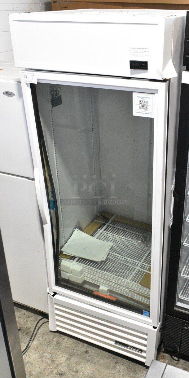 BRAND NEW SCRATCH AND DENT! 2024 True TSCI-600R-G-PH Metal Commercial Single Door Reach In Cooler Merchandiser w/ Poly Coated Racks. 115 Volts, 1 Phase. - Item #1145253