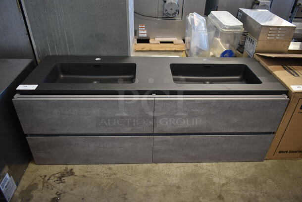 BRAND NEW! Double Bay Gray Sink Counter w/ 4 Drawers.