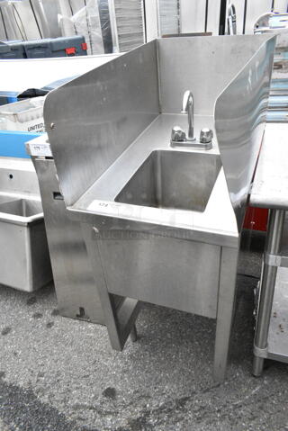 Stainless Steel Commercial Single Bay Sink w/ Faucet, Handles and Side Splash Guards. Bay 10x14x10