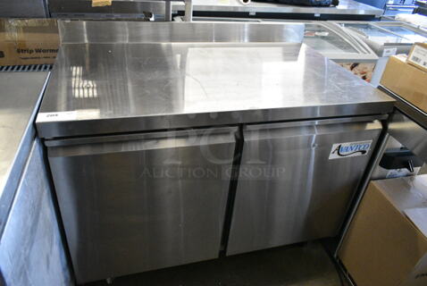 2024 Avantco 178SSWT48FHC Stainless Steel Commercial 2 Door Undercounter Cooler on Commercial Casters. 115 Volts, 1 Phase. 