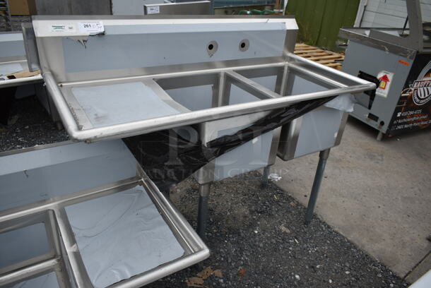 BRAND NEW SCRATCH AND DENT! Regency 600S2162018L Stainless Steel Commercial 2 Bay Sink w/ Left Side Drain Board.