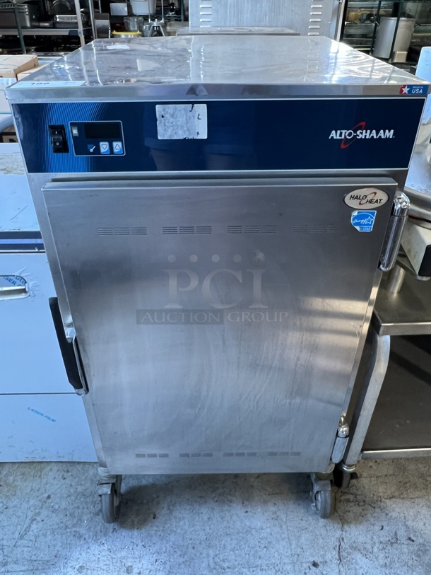 2012 Alto Shaam Model 1200-S/SR Stainless Steel Commercial Heated Holding Cabinet on Commercial Casters. 208-240 Volts, 1 Phase. 25x32x44