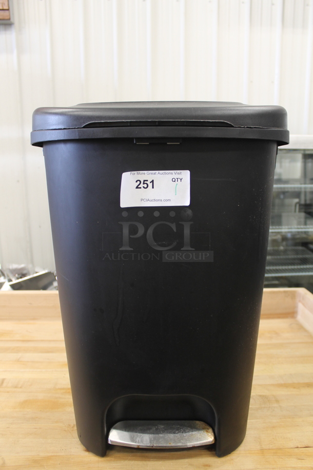 Black Poly Trash Can w/ Foot Pedal.