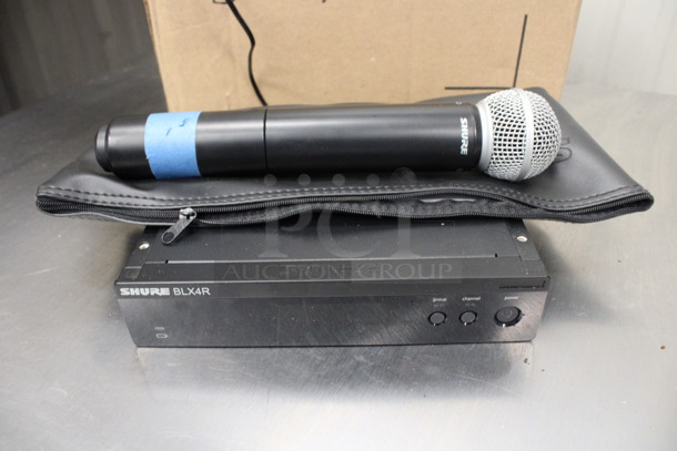 Shure BLX4R Wireless Receiver w/ Shure Microphone. 8x6x1.5, 2x2x9.5