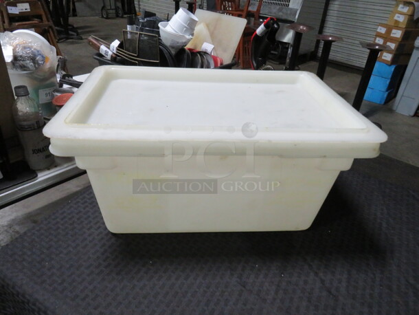 One 5 Gallon Food Storage Container With Lid.