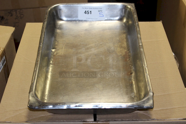SWEET! 2-1/2" Deep Full Size Hotel Pans, Stainless Steel. 20-3/4x12-3/4x2-1/2 5x Your Bid