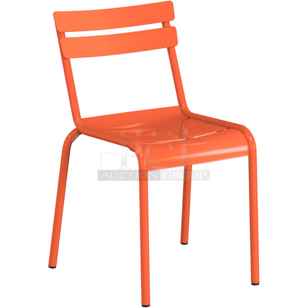 BRAND NEW SCRATCH & DENT! Lancaster Table & Seating 427CALUSDOR Orange Powder Coated Aluminum Outdoor Side Chair. 6X YOUR BID