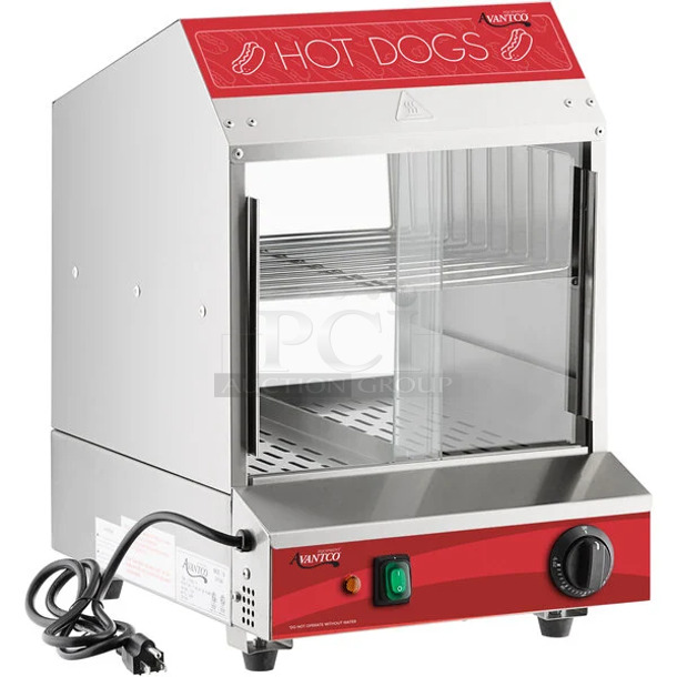 BRAND NEW SCRATCH AND DENT!  Avantco 177HDS175 Stainless Steel Commercial Countertop 175 Dog Hot Dog Steamer. 120 Volts, 1 Phase. Tested and Working!