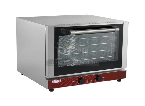 BRAND NEW SCRATCH AND DENT! Kratos 29M-002 Stainless Steel Commercial Half Size Countertop Electric Powered Convection Oven, 1.5 Cubic Feet. 120 Volts, 1 Phase. Tested and Working!