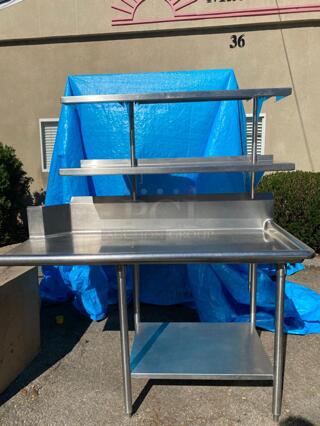 HEAVY DUTY STAINLESS STEEL WORK TABLE WITH SHELFS
