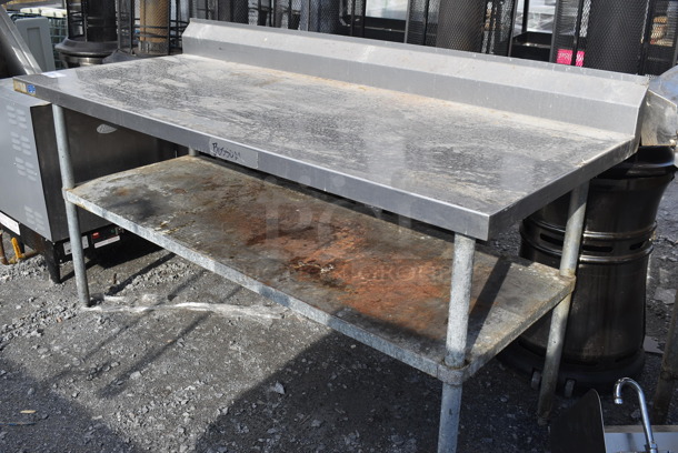 Stainless Steel Commercial Table w/ Back Splash and Metal Under Shelf. 72x30x40.5