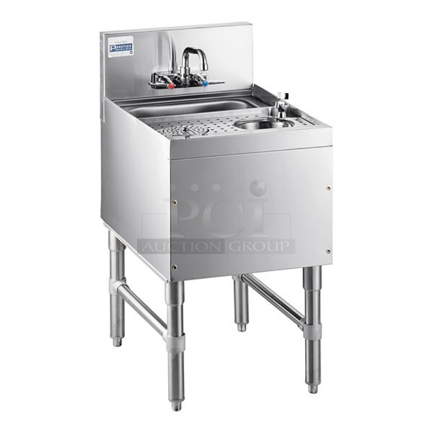 BRAND NEW SCRATCH AND DENT! Advance Tabco PRCS-25-18 Prestige Series PRCS-25-18 Underbar Hand Sink with Glass Rinser and Dipper Well - 25" x 18"