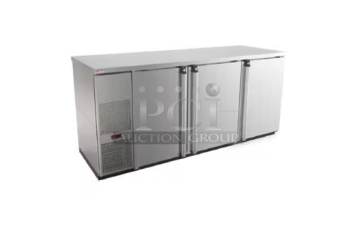 BRAND NEW IN CRATE! Micro Matic MBB 78 S E WW HC Stainless Steel Commercial 3 Door Back Bar Cooler. 115 Volts, 1 Phase.