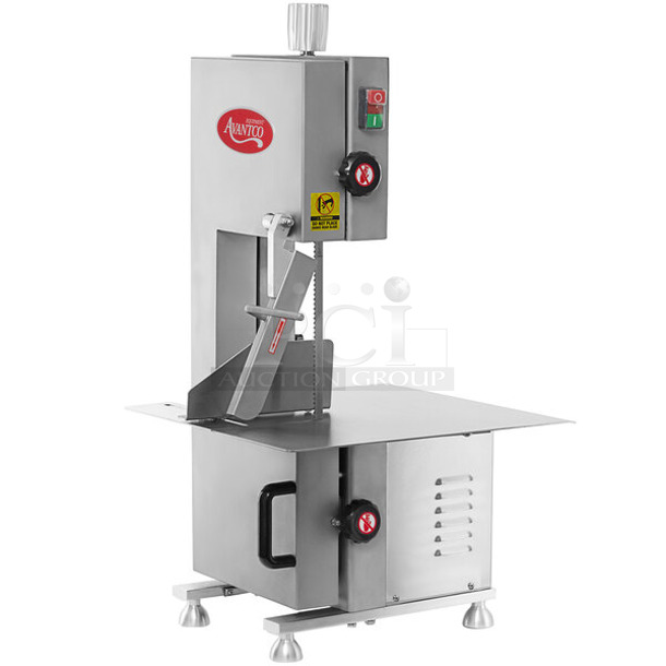 BRAND NEW SCRATCH AND DENT! Avantco HLS-1650 EMBS65SS 65" Blade Stainless Steel Countertop Vertical Band Meat Saw. 110 Volts, 1 Phase. Tested and Working!