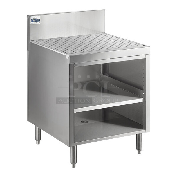 BRAND NEW SCRATCH AND DENT! Advance Tabco Prestige PRSCO-19-24-M Open Stainless Steel Drainboard Cabinet with Shelf - 24" x 25"