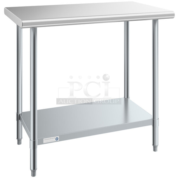 BRAND NEW SCRATCH AND DENT! Steelton 522ETSG2436 24" x 36" 18 Gauge 430 Stainless Steel Work Table with Undershelf