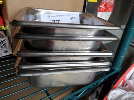 Lot of 5 Square Stainless Steel Containers 