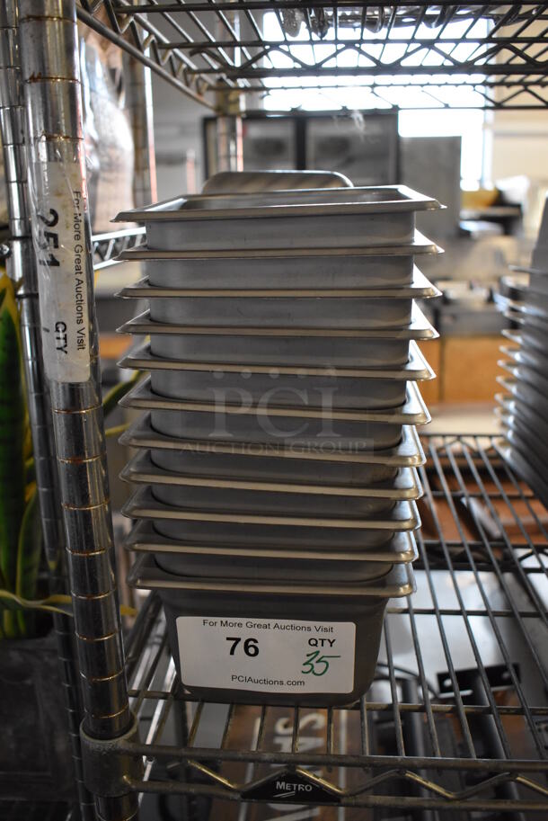 35 Stainless Steel 1/6 Size Drop In Bins. 1/6x4. 35 Times Your Bid!